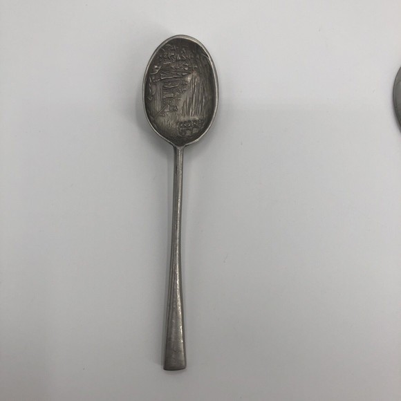 Stieff Joseph Copeland Pewter 1675 Chuckatuck & Pilgrim Landing Spoons Lot of 2 - Picture 7 of 11